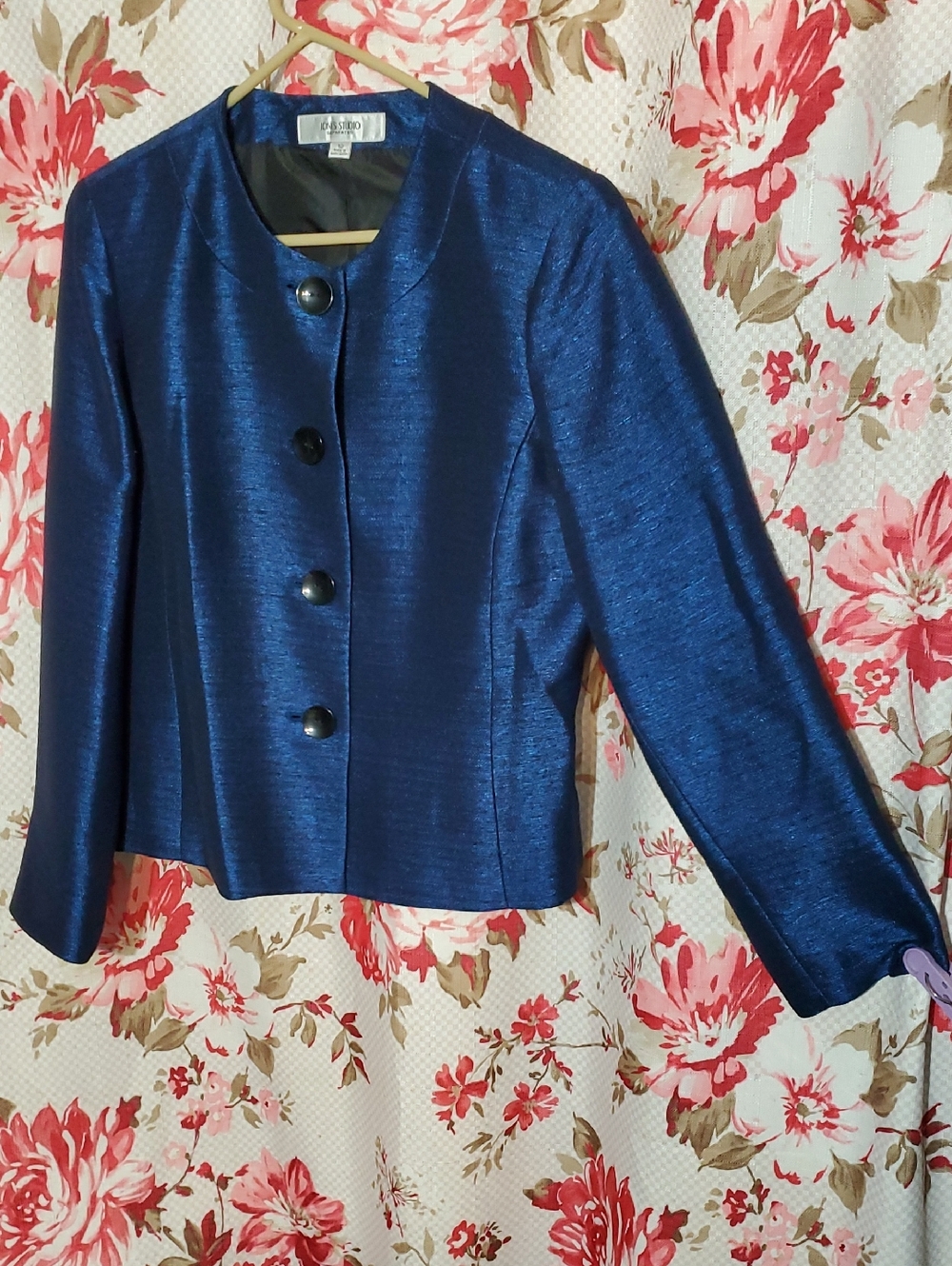 Jones Studio Shimmery Navy Cropped Blazer 10